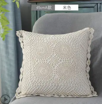 Rankų darbo nėriniai nėrimo pagalvėlė padengti sofa užsikabinęs gėlės pagalvę padengti medvilninių siūlų juosmens užvalkalas