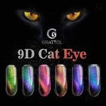 GRATTOL profesionalus Gelio lenkijos 9D Cat Eye lenkijos Manikiūro Nagai Meno Mirkti Off Primer Pusiau Nuolatinis Gelio Hibridinis Nagų Lakas