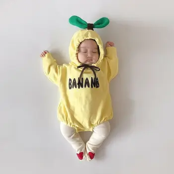 Emmababy Naujagimis Vaikas Kūdikiui, Mergaitei, Berniukui Ilgomis Rankovėmis Atspausdintas Laiškas Bananų Laiškas Spausdinti Apranga Jumpsuit Romper Drabužių Rudens