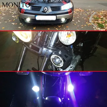 125W U7 Motociklo Angel Eyes priekinis žibintas DRL spalvotų žibintai papildomas LED dviračio žibintas automobilių darbą, Priešrūkinis žibintas priedai
