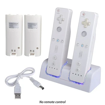 USB Kabelis, Įkroviklis Dual Stotis Stovi LED Šviesos Gamepad Nuotolinio valdymo pultelis, Įkrovimo Dokas Nintend Wii #321