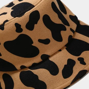 Rudenį, Žiemą Karvės Leopard Vilnonių Moterų Kibiro Kepurę Lauko Mados Storas Šiltas Žvejys Skrybėlę Lady Merginos Kelionės Baseino Kepurė Panama