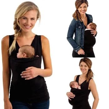 Baby Carrier, Drabužių Kengūros T-Shirt Motinos su Kūdikiu Trumpas rankovėmis Didelis Kišenėje Daugiafunkcį T-shirt Baby Carrier, vaikų Auklėjimas