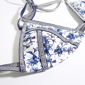 Seksualus gėlių spausdinti bikini 2021 mujer Tuščiaviduriai maudymosi kostiumėlį iš Aukštos sumažinti maudymosi kostiumėliai moterims, Trikampis micro bikini Derliaus apynasrio paplūdimio drabužiai