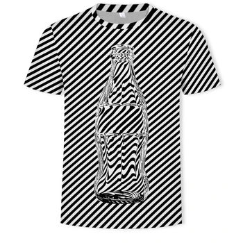 Dryžuotas 3D spausdinimo mados marškinėliai vyriški hip-hop street drabužių dryžuota skara aikštė modelis laisvi vyrų apvalios kaklo marškinėliai