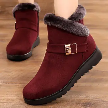Šilti žieminiai batai moterims, 2021 mados kietas platformos batai butas pliušinis užtrauktukas laisvalaikio bateliai moteris šilti sniego batai moterų avalynė