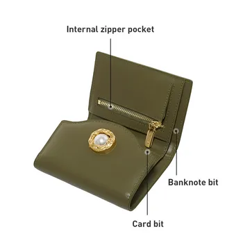 LA FESTIN 2020 naujas mados tris lankstymo kortelės turėtojas monetų piniginė retro odos sankabos krepšys trumpa moteriška piniginė