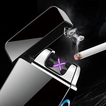Vėjo Dual Lanko Lengvesni Plazmos Flameless Įkraunamas Elektrinis Lengvesni už Cigarečių Žvakė su LED Maitinimo Ekranas