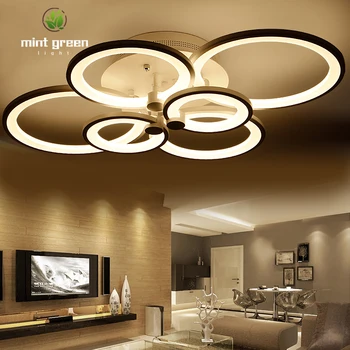 Kintamoji srovė 220 Juoda Balta Modernios LED Lubų šviestuvas, virtuvė, gyvenamasis kambarys studijuoti kambarys miegamasis Pritemdomi Šviesos W/ RC APP Lubų Lempos šviestuvai