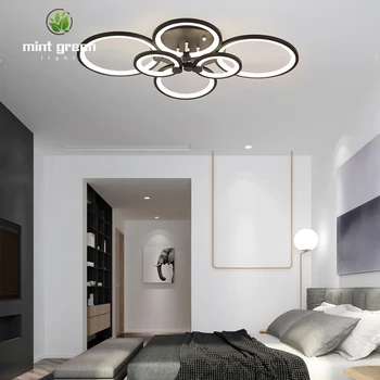 Kintamoji srovė 220 Juoda Balta Modernios LED Lubų šviestuvas, virtuvė, gyvenamasis kambarys studijuoti kambarys miegamasis Pritemdomi Šviesos W/ RC APP Lubų Lempos šviestuvai