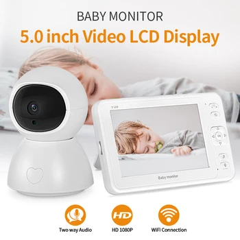 5.0 Colių 2MP, Kūdikio Monitorius Wireless Baby Kamera Cry 2 Signalas Taip Garso Kalbėti Temperatūra Judesio Aptikimo Naktinio Matymo Priežiūra