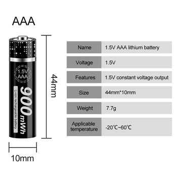 PALO 1,5 V aaa tipo akumuliatorius li-ion ličio akumuliatorius aaa 1,5 v 900mWh nuotolinio valdymo therometer