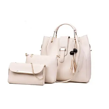 Moterų maišas 3 dalių komplektas mados vientisos spalvos Pu oda kieta spalva pečių maišą mini sankabos krepšys laisvalaikio krepšys