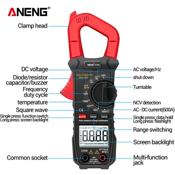 ANENG ST209 6000 Skaičiuoja True RMS Skaitmeninis Profesinės Multimetras Apkabos, DC/AC Srovės Apkabos, Testeris Metrų Voltmeter Auto Diapazonas