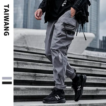 Šviesą Atspindinčios Hip-Hop Kelnes Vyrų Streetwear Jogger Aukštos Kokybės Darbo Drabužiai Kelnės Multi-Pocket 2020 M. Pavasarį Naujas Dizainas Vyrų Kelnės