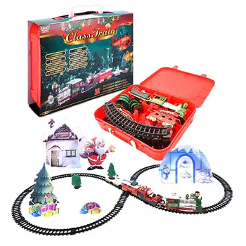 Kalėdų Elektros Geležinkelių Automobilinio Traukinio Žaislų Vaikų Elektros Žaislas Geležinkelio Traukinių sąstatų Lenktynių Kelių Transporto Pastato Žaislai