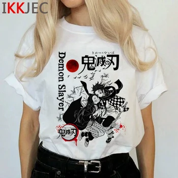 Demon Slayer Harajuku Anime Marškinėliai Moterims Kimetsu Nr. Yaiba Ullzang Juokingas Animacinių filmų T-shirt 90s Cool Marškinėlius Grafinis Viršuje Tees Moteris
