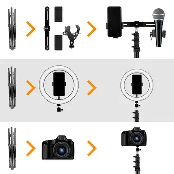 Pritemdomi LED Selfie Šviesos Žiedas su 2M Trikojo USB Selfie Šviesos Žiedas Lempos Vaizdo ringlight Telefono Kamera Studija 
