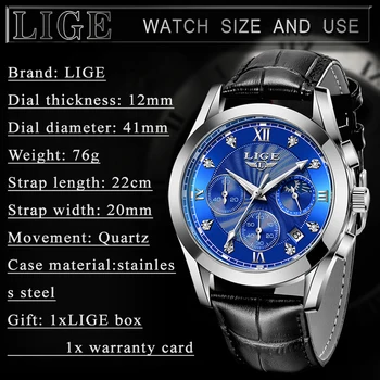 LIGE 2020 Vyrų Kvarco Sporto Laikrodžiai Mados Top Brand Odinis Dirželis Kūrybos Vandeniui Laikrodžius Žmogus Laikrodis Relogio Masculino