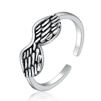 Populiarus kūrybos angelas sparnų sparnus atidaryti žiedas retro paprastas ir senas menas papuošalai su priedais sidabras 925 spalvos žiedas moterims