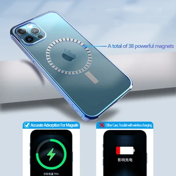 Originalus Spalvinga Aišku, Magnetinio Atveju IPhone 12 Pro Max 12 Mini Magsafing Atveju, atsparus smūgiams Silicio TPU Skaidrus galinis Dangtelis