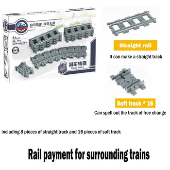 100 vnt miesto traukinio bėgių kelio kūrimo bloką, žaislai atitinka traukinio serijos sukurti didelės scenos suderinama su visų prekės ženklo dainos