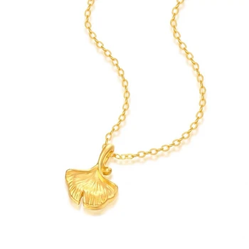 CHUHAN Papuošalai 999, Auksas Klevo lapų formos Pakabukas Karoliai Natūralių perlų Pakabukas 3D Sunku Aukso Meistriškumo 18K Grandinės 925