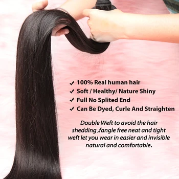 30 32 34 36 38 40 Colių Šilkiniai Tiesiai Brazilijos Plaukų Pynimas Ryšulių Remy Human Hair Ryšulių Natūralių Spalvų Plaukai Pratęsimo