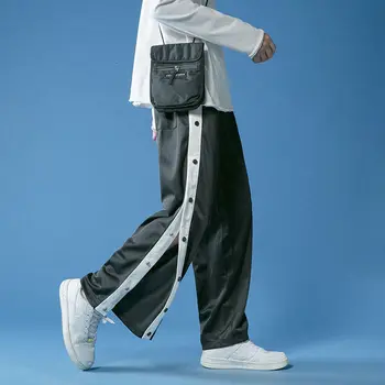 Rudenį Tiesiai Atsitiktinis Kelnės, vyriškos Mados vientisos Spalvos Medvilnės Sweatpants Vyrų Streetwear Laukinių Prarasti Hip-hop Mygtuką Mens Kelnės