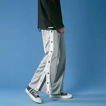 Rudenį Tiesiai Atsitiktinis Kelnės, vyriškos Mados vientisos Spalvos Medvilnės Sweatpants Vyrų Streetwear Laukinių Prarasti Hip-hop Mygtuką Mens Kelnės