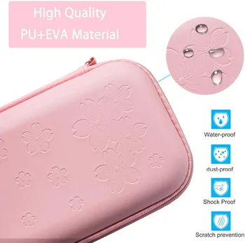 7 in 1 Pink Sakura Saugojimo Krepšys Padengti Apsaugine Atveju Nintendo Įjungti / Perjungti lite Žaidimą Kortelė, Dėžutė Įkrovimo Kabelių Priedai