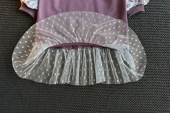 Rudenį vaikai suknelė mergina laiškas spausdinti mergaičių drabužius sudurti nėrinių princesė dress Žibintų rankovės bamblys mergina suknelės vestidos