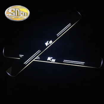 SNCN 4PCS Akrilo Juda LED Sveiki Pedalą Automobilis Nusitrinti Plokštė Pedalo Durų Slenksčio Kelias Šviesos Kia K5 Optima - 2017 2018