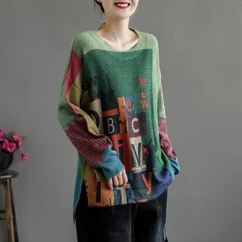 2020 m. žiemos korėjos mados Ponios megzti megztinis moterų karšto vatos pagaliukai Laiškas spausdinti Palaidų drabužių, negabaritinių puloveriai moteris