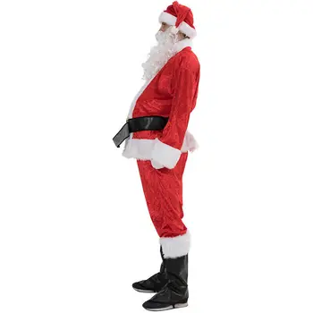 Meihuida Mados Kalėdų Santa Claus Cospaly Kostiumas Fancy Dress Suaugusiųjų Vyrų Kostiumai Cosplay Raudona Apranga Diržo Barzda Skrybėlę Rinkinys