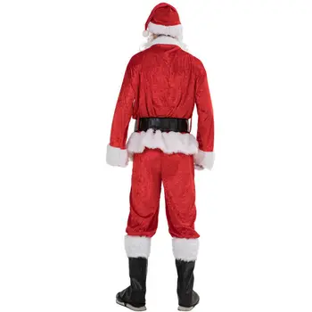 Meihuida Mados Kalėdų Santa Claus Cospaly Kostiumas Fancy Dress Suaugusiųjų Vyrų Kostiumai Cosplay Raudona Apranga Diržo Barzda Skrybėlę Rinkinys