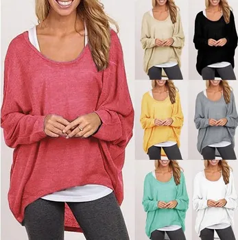 Lady Megztinis laisvi moteriški marškinėliai įvairių spalvų užsienio prekybos megztinis marškinėliai moterims