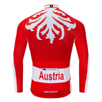 NAUJAS Austrija dviračių jersey ilgomis rankovėmis Žiemos Šiluminė Vilna&nr Vilnos dviračių drabužių Atspindintis 4 kišenės su užtrauktuku