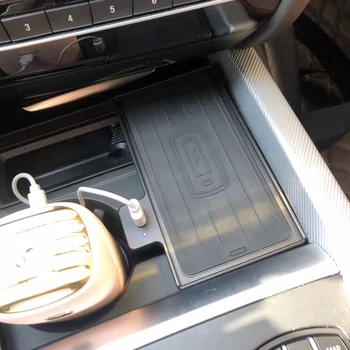 Automobilių QI bevielio įkrovimo telefono įkroviklio įkrovimo plokštė telefono turėtojas reikmenys BMW X5 F15 X6 F16 X5M F85 X6M F86-2018