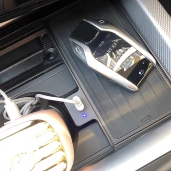Automobilių QI bevielio įkrovimo telefono įkroviklio įkrovimo plokštė telefono turėtojas reikmenys BMW X5 F15 X6 F16 X5M F85 X6M F86-2018