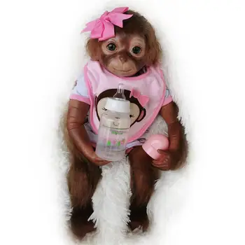 20 Colių Silikono Reborn Baby Monkey Mergaitės Berniukai Rankų Darbo Atgimsta Beždžionė Minkšto Silikono Vinilo Lankstus Kolekcines, Meno Lėlės