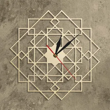 Geometrijos Aikštėje Sieninis Laikrodis Daugiakampiai Mandala Medinis Laikrodis Namo Sienų Dekoras Skandinavijos Modernios Sienos Meno Kaimiškas Silent Namų Laikrodis