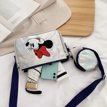 2vnt Disney Mickey mouse krepšys +monetos maišelį Minnie juosmens krepšys krepšys pečių maišą mergina pečių maišą