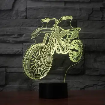 Krosas Motociklų 3D Naktį Šviesos diodų (LED) Remote Touch Jungiklis 7 Spalvų Kaita, Patalpų Atmosferą lempos Kaip Vaikas Dovana