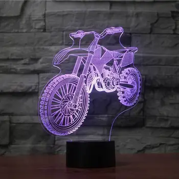 Krosas Motociklų 3D Naktį Šviesos diodų (LED) Remote Touch Jungiklis 7 Spalvų Kaita, Patalpų Atmosferą lempos Kaip Vaikas Dovana