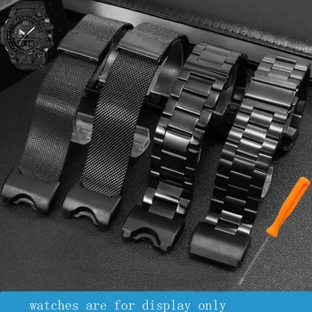 Nerūdijančio plieno žiūrėti juosta 24mm juoda apyrankė Replacemet dirželis G ŠOKO GWG-1000GB vyrų laikrodžių priedai Duoti įrankis