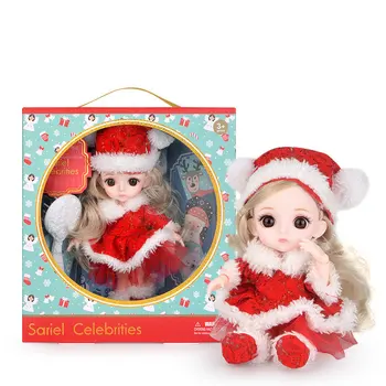 1 vnt Kalėdų Serijos 16cm Lėlės Rinkinys su Aksesuarais Rankinėje Šukos Batai 1/8 Bjd Doll Ob11 Dressup cowgirl Dressup Dovana Mergaičių Žaislas