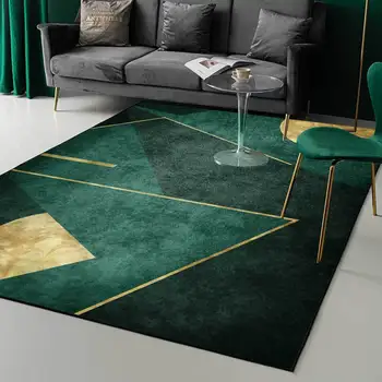 Europos stiliaus Tamsiai žalios, Auksinės grindų kilimėlis kambarį didelis kilimas pritaikyti 2.6 m, plotis Naktiniai kilimas vonios durų kilimėlis