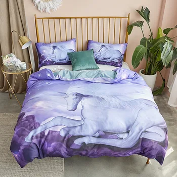 Antklodžių Komplektas, dvigulė Lova Vienos Pusės Dizainas Svajonė Violetinė Vienaragis Modelį, Namų Tekstilės Apdailos Miegamasis Antklodė Padengti ir Užvalkalas