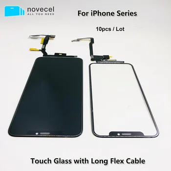10vnt/daug LCD Touch Išorinio Ekrano Stiklo, su Ilgu Flex Cable for iPhone 